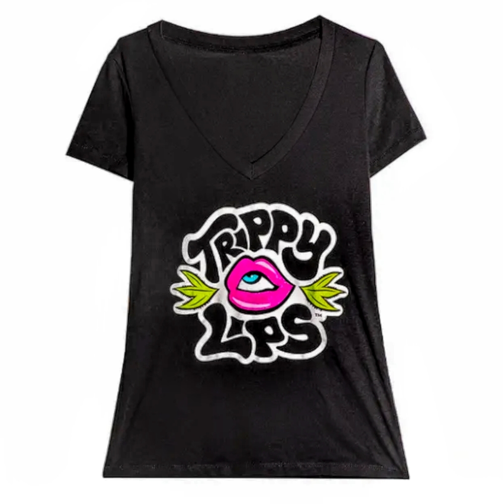 Trippy Lips Deep V-Neck Tee Shirt